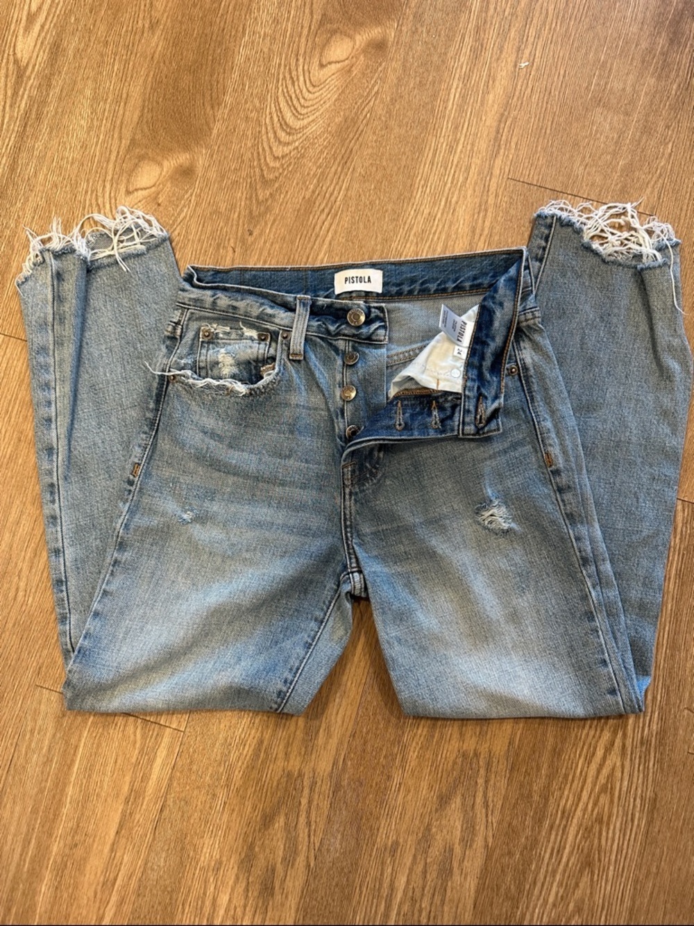 Pistola Charlie Straight Jean With Raw Hem Size 24 - Picture 2 of 6